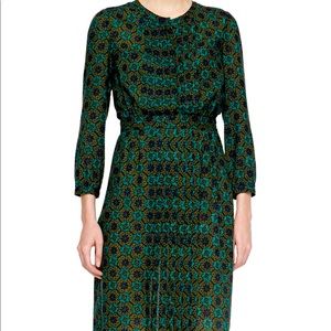 NWT Burberry Brit olive floral pleated dress, size 2